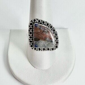 SUNSET Sodalite Genuine Stone 925 Sterling Silver Ring